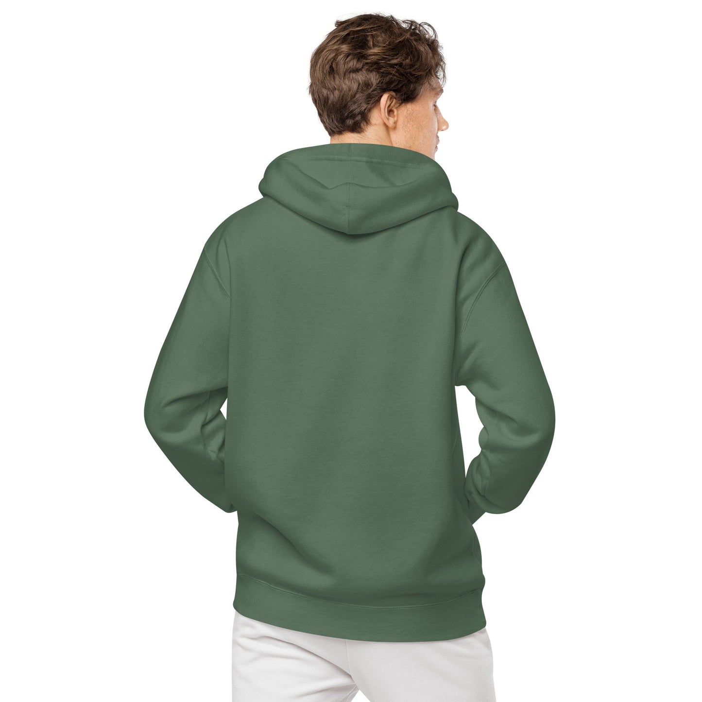 Unisex pigment-dyed hoodie with Embroidered Classic Typwriter Logo