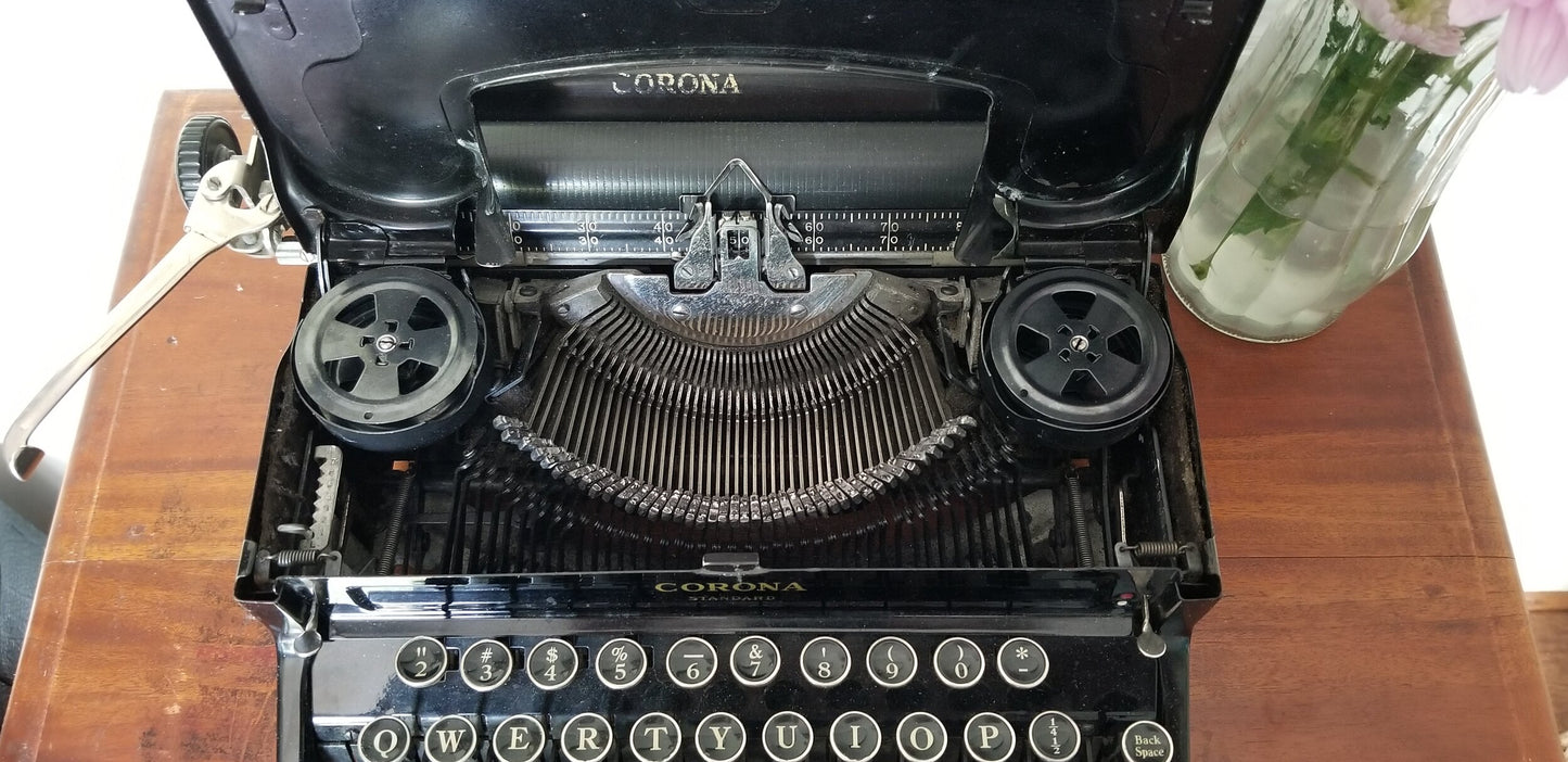 Corona / Smith Corona Flat Top Sterling / Standard Working Portable Typewriter with Case, and Working Guarantee